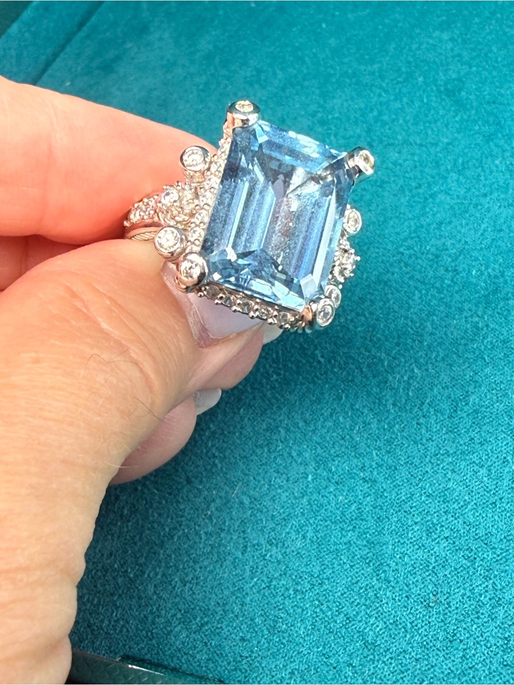 Judith Ripka Sterling Silver Blue Topaz & CZ Ring - Picture 3 of 13